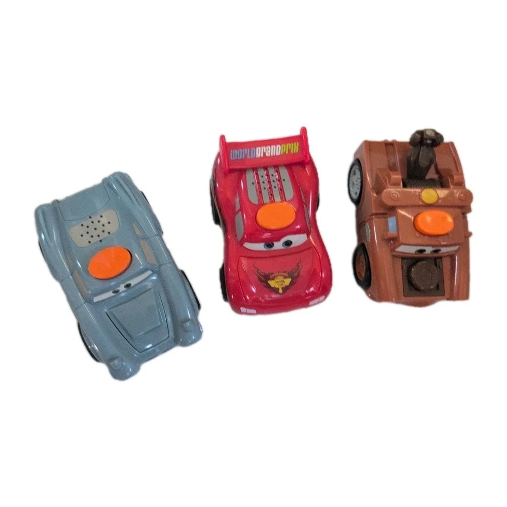 3 Cars Disney Bundle Talking Lights 2010 Cars - Lightning‎ McQueen, Mater, Finn